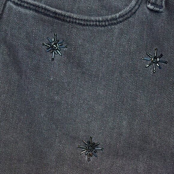 Talbots Petite 8P Black Jeans Crystal Embellished High Rise Ankle Straight - Picture 3 of 9